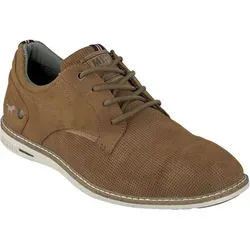 MUSTANG Schnürschuh mit Perforation, Gr. 43 - Freizeitschuh in cognac - Schnürschuhe aus hochwertigem Lederimitat, ideal für lässige Outfits und Komfort im Alltag.