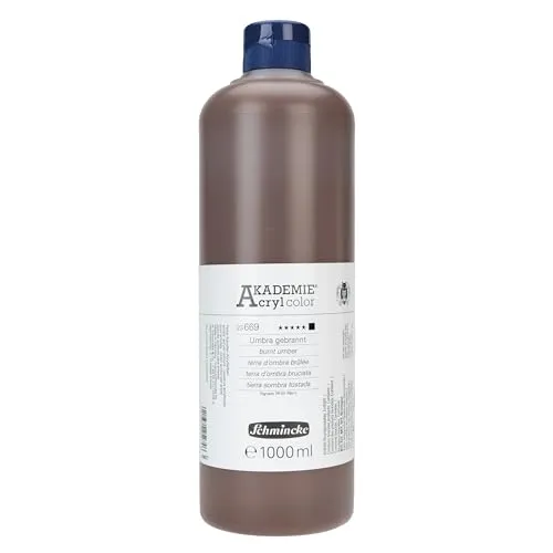 Schmincke AKADEMIE® Acrylfarbe Umbra gebrannt 1L - Hochwertige Künstler-Acrylfarbe in 1 Liter, ideal für Acrylmalerei und Mixed Media. Brillante Farbe, hohe Lichtechtheit und kadmiumfrei – perfekt für kreative Projekte.