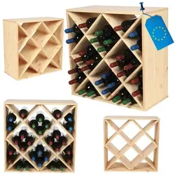 MODO24 X-Weinregal für 30 Flaschen – Massivholz, stapelbar, 60x60x30 cm - Stilvolles Weinregal aus hochwertigem Massivholz. Ideal für die elegante Präsentation Ihrer Weinsammlung. Modular und flexibel einsetzbar – perfekt für Zuhause oder den professionellen Einsatz.