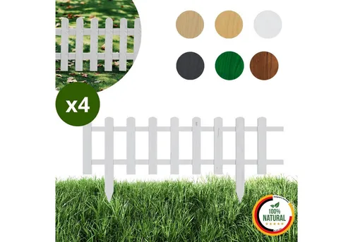 Floranica Zierzaun Vorgartenzaun, Beeteinfassung, Steckzaun - Zaunelemente aus hochwertigem Kiefernholz, robust und stabil, ideal für Gartenumrandungen und Beetabtrennungen, plastikfrei und umweltfreundlich.