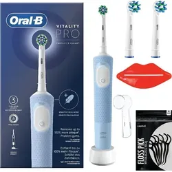 Oral-B Vitality Pro 103D Blau Elektrische Zahnbürste 3 Aufsteckbürsten Set - Blau