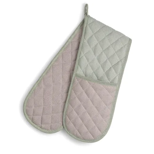 KELA Doppelter Ofenhandschuh TIA Baumwolle nougat / rauchgrün