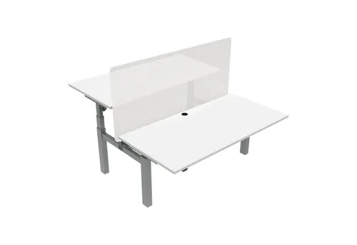 STIER Elektrisch höhenverstellbarer Team-Schreibtisch 501-88 - Flexibler Schreibtisch für ergonomisches Arbeiten im Sitzen und Stehen, mit zwei unabhängigen Tischplatten und intuitiver Bedienung.