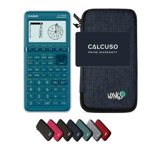 CASIO fx-7400GIII Grafikrechner mit WYNGS Schutztasche in blau von CASIO
