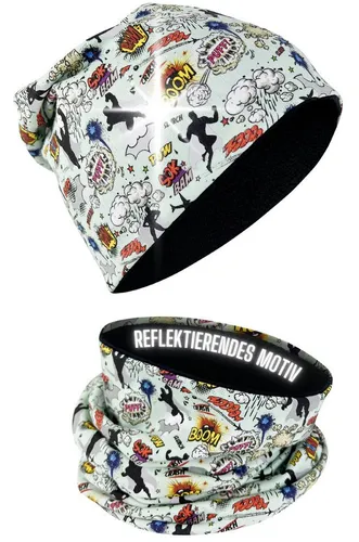 HECKBO Kinder Mütze & Loop-Schal Set mit Reflektoren von HECKBO