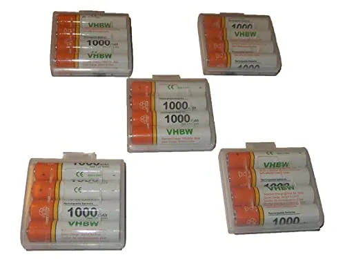 vhbw 20x AAA Micro Akku kompatibel mit Samsung Gigaset E370, E310H, E310 schnurlos Festnetz Telefon (1000 mAh, 1,2 V, NiMH) Orange Weiß