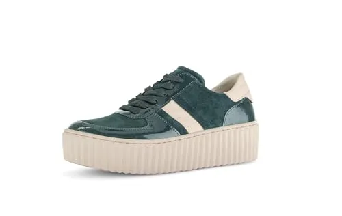 Gabor Damen Low-Top Sneaker, Frauen Halbschuhe,Turnschuhe,Laufschuhe,schnürschuhe,schnürer,Business,Freizeit,Dark Petrol/Sand,37.5 EU / 4.5 UK