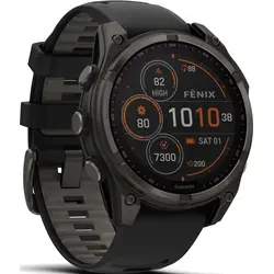 Garmin fenix 8 - 47 mm, Solar Sapphire, Graphit/Titan Carbongrau - Smartwatch für Outdoor-Enthusiasten mit bis zu 28 Tagen Akkulaufzeit, integrierter LED-Taschenlampe und Sprachsteuerung für grenzenlose Abenteuer.