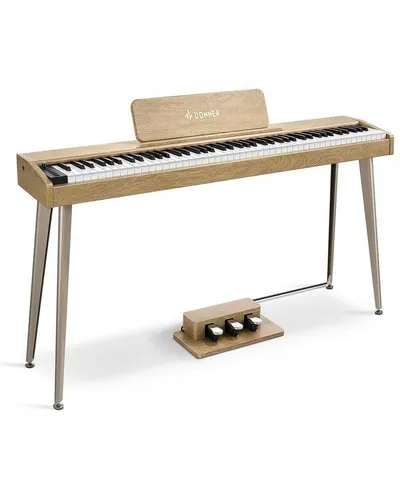 Donner Digitalpiano Klavier Elektrische Tastatur 88 anschlagdynamische E-piano DDP-60 (SET, 3-Pedal-Einheit,Netzadapter, Notenständer, Produktanleitung), 128 Stimmen, 83 Rhythmen, 8 Reverb-Effekten, 5 Stärkekurven