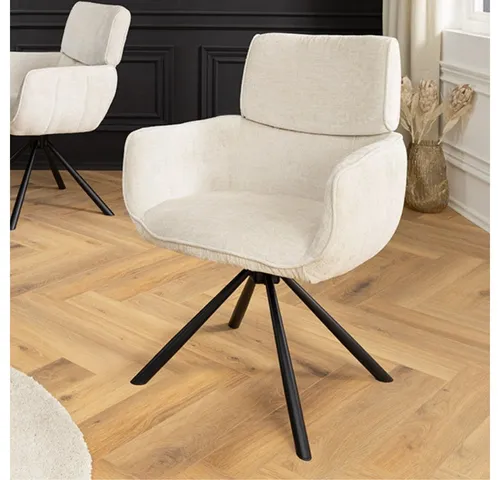 LEBENSwohnART Retro Drehstuhl Unico beige
