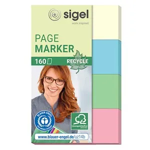 SIGEL RECYCLE Haftmarker farbsortiert 4x 40 Streifen