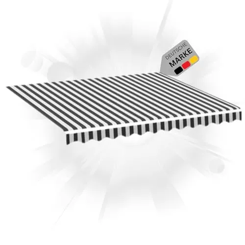 DELUKE® Markisenbespannung Wasserabweisend Reißfest | Anthrazit-Weiß für 400x300cm Rahmen - Hochwertiges Markisentuch für optimalen UV-Schutz und kühlen Schatten auf Terrasse oder Garten. Strapazierfähig, wasserabweisend und ideal für langlebige Nutzung.