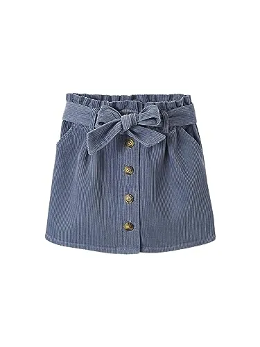Vertbaudet Mädchen Paperbag-Rock, Cord, Bundweite verstellbar graublau 128