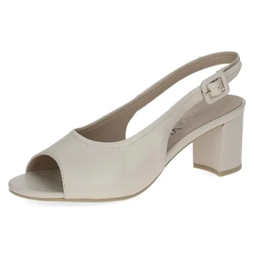 Caprice Damen Sandale mit Absatz aus Leder, Beige (CREAM PERLATO), 40 - Elegante Damen Sandale mit 6 cm Blockabsatz. Die innovative MEMOTION Sohlentechnologie sorgt für angenehmen Komfort. Perfekte Passform durch stilvolle Schließe. Ideal für modische Outfits und den täglichen Einsatz.