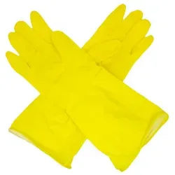Romed Latexhandschuhe Haushaltshandschuhe gelb 100% Naturlatex Handschuhinneres leicht beflockt gelb Large