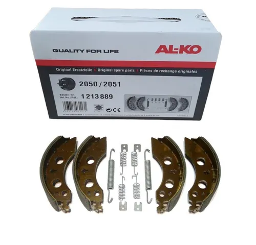AL-KO Bremsbacken-Satz 2050/2051 für Anhänger - Hochwertiger Radbremssatz für AL-KO Anhänger, passend für Trommelinnendurchmesser 200 mm. Komplettset für eine Achse mit 4 Bremsbacken und Federn – ideal für zuverlässige Bremsleistung.