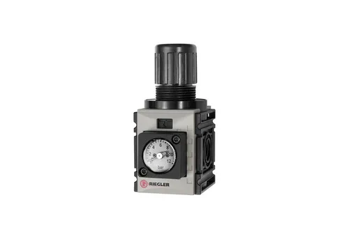 Riegler FUTURA-mini Druckregler G 1/4 - Kompakter Druckregler für präzise Druckversorgung, Regelbereich 0,5 - 8 bar, ideal für vielseitige Anwendungen mit einfachem Arretierungssystem.