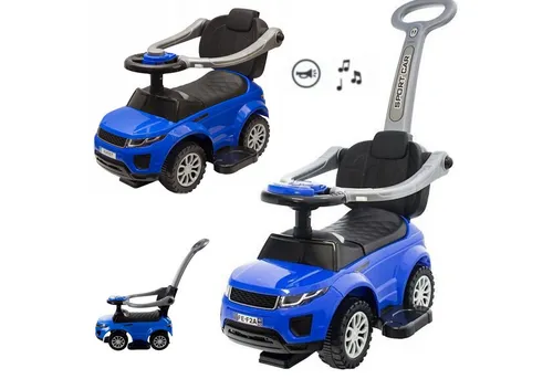 COIL Rutschauto 3-in-1 mit Schiebestange - Blau - Kinderfahrzeug für 1 Jahr+, vielseitig nutzbar als Rutscher, Schiebewagen oder Lauflernwagen, mit Sicherheitsbügeln und Stauraum für Spielzeug.
