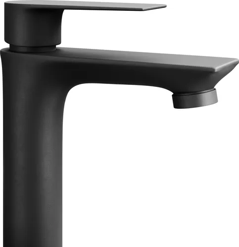 Einhebelmischer Armatur für Waschbecken – Schwarz, 17 cm Höhe - Waschtischarmatur in elegantem Schwarz, aus hochwertigem Messing, mit energiesparendem Wasserstrahl und nachhaltigen Materialien für umweltbewusste Badezimmer.