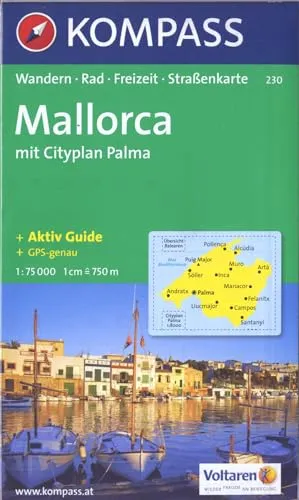 Kompass Karten, Mallorca: Wander-, Rad-, Freizeit- und Straßenkarte mit Aktiv Guide und Stadtplan Palma de Mallorca 1:8500. GPS genau. 1:75000 (KOMPASS Wanderkarte, Band 230)