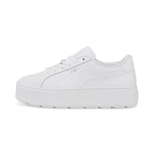 PUMA Damen Karmen L Sneaker - White White Silver, 37.5 EU - Damen-Sneaker mit SoftFoam+ Innensohle für optimalen Komfort und CMEVA-Technologie für maximale Performance. Ideal für sportliche Aktivitäten und den Alltag.