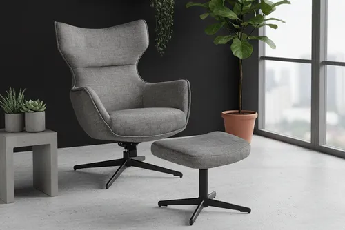 riess-ambiente Ohrensessel VOGUE grau / schwarz - Samt, Metallbeine, mit Armlehnen, 360° drehbar (Einzelartikel, 1-St), gepolsterter Lesesessel - ideal für Wohnzimmer, Homeoffice & Leseecke