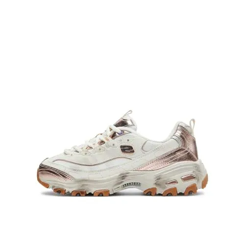 Skechers Damen D'Lites Vintage Vision Sneaker, Natural Gold, 41 EU - Damen-Sneaker mit hochwertigem Lederobermaterial, flache Sohle für optimalen Komfort und stilvolles Design, ideal für den Alltag.