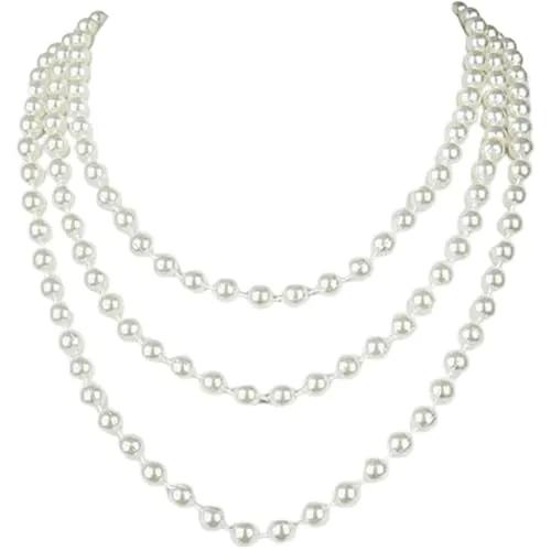 Balinco Perlenkette weiß 180 cm für Ihr Charleston Kostüm 20er Jahre Perlen Kette