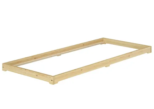 ERST-HOLZ Futonbett 90x200 cm aus Kiefer - Extra niedriges Massivholz-Bett für erholsamen Schlaf, ideal als Gäste- oder Daybed. Minimalistisches Design aus lackierter Kiefer schafft eine einladende Atmosphäre.