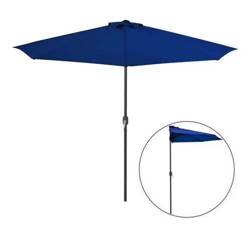 furnicato Balkon-Sonnenschirm Alu-Mast Blau 300x155x223cm Halbrund