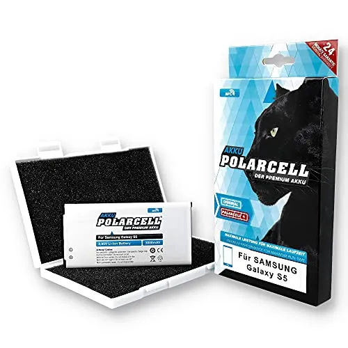 PolarCell NFC Akku für Samsung Galaxy S5 SM-G900F | ersetzt Original EB-BG900BBE EB-BG900BBC | 3000mAh Ersatz-Batterie | S5 DuoS | S5 LTE | S5 Neo | S5 Active | S5 Sport | S5 Plus | A+ Qualitätszellen