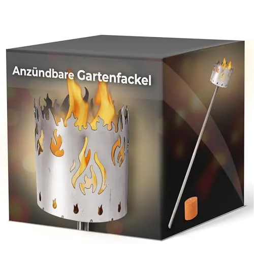 Gartenfackel für draußen mit Rost-Effekt - Tischleuchte für den Außenbereich mit einzigartigem Design, schafft romantische Stimmung und gemütliche Beleuchtung für Gartenpartys und besondere Anlässe.