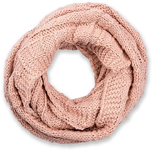 styleBREAKER Unisex Strick Loop Schal kariert, Uni Feinstrick Schlauchschal, Winter Strickschal 01018154, Farbe:Altrose