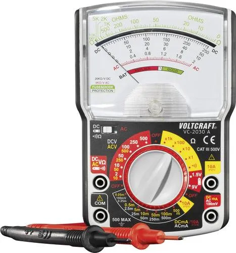 VOLTCRAFT VC-2030A Hand-Multimeter - Elektrische Messgeräte mit CAT III 500 V, ideal für präzise Messungen von AC/DC Spannungen und Strömen, robust und benutzerfreundlich.