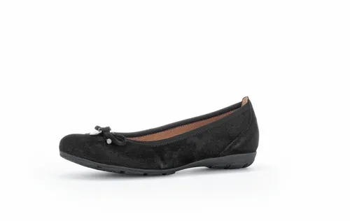 Gabor Damen Klassische Ballerinas - Elegante Ballerinas aus Rauleder mit flachem Absatz von nur 2 cm, ideal für den Sommer. Komfortable Slip-Ons in Schwarz für jeden Anlass.