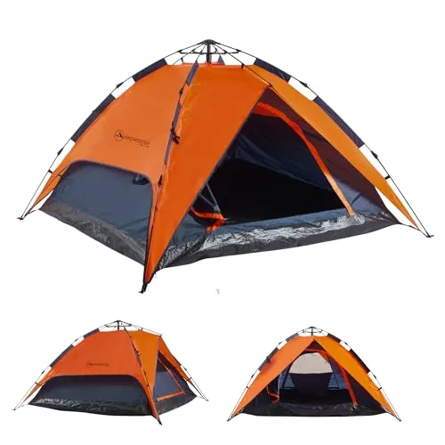 HikeMeister ® Camping Zelt Pop Up Zelt für 2 Personen - Wurfzelt für 2 Personen, blitzschneller Aufbau in Sekunden und wasserdicht mit 5000 mm Wassersäule – ideal für Camping, Festivals und Strandabenteuer.