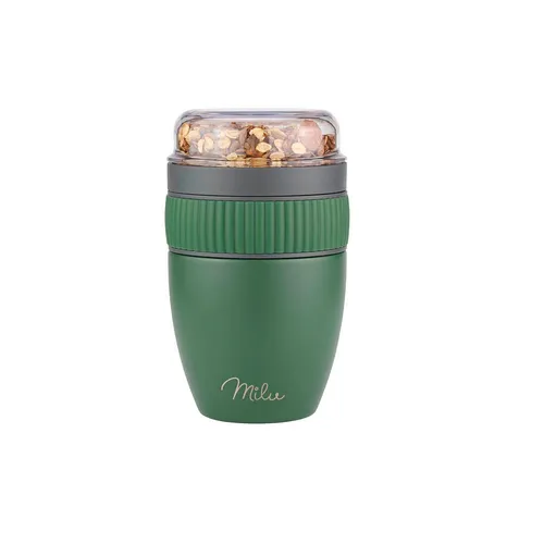 Milu Müslibecher to go 400ml - Isolierter Edelstahl Joghurtbecher - Thermos-Lebensmittelbehälter mit doppelwandiger Vakuumisolierung, hält Snacks bis zu 6 Stunden warm und 12 Stunden kalt. Ideal für gesundes Essen unterwegs!