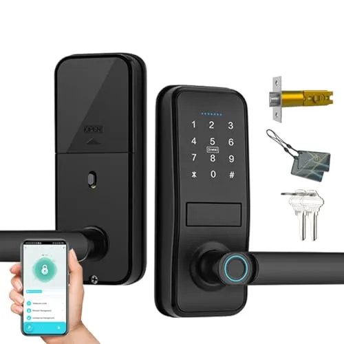 Xenocam Smart Lock - Keyless Entry mit Fingerabdruck und Touchscreen - Türsicherungen mit 6-in-1 Schlüssel- und Entsperrmethoden, ideal für Sicherheit und Komfort, perfekt für Familien und kurzfristige Vermietungen.