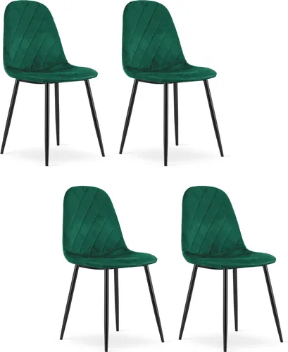 Sessel PIENZA dunkelgrüner Velours mit Metallbeinen, für Wohnzimmer, Büro, Schlafzimmer, Maße 45x88x51 cm, 4er Set, belastbar bis 110 kg