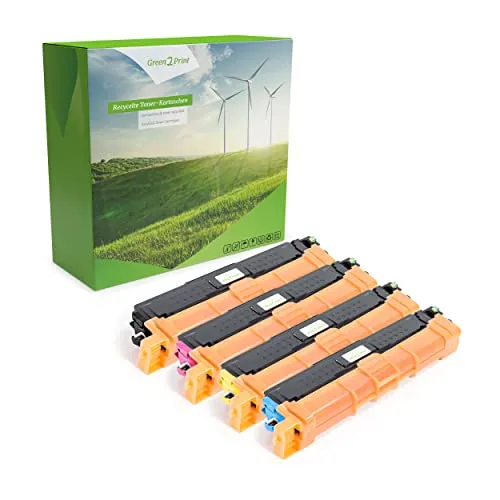 Green2Print Hochleistungstoner Toner-Set, 4 Kartuschen - Toner-Set mit 4 Kartuschen, umweltfreundlich und recyclingfähig, ideal für Brother Drucker mit hoher Ergiebigkeit von bis zu 3000 Seiten pro Kartusche.