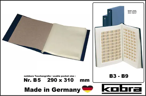 Bogenalbum-+-50-Hüllen-KOBRA-B5-für-100-Briefmarken-Bogen-Blocks-290x310mm