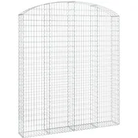 vidaXL Gabione mit Hochbogen 200x30x220/240 cm aus verzinktem Eisen - Dekorative Gabionenwand aus korrosionsbeständigem verzinktem Eisen, ideal zur Schall- und Winddämmung im Garten. Robuste Bauweise, einfach mit Steinen zu befüllen.