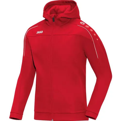 JAKO Kinder Basic-Kapuzenjacke Classico, rot, 128 - Funktionsjacke mit kuscheliger Microfleece-Innenseite, praktischen Seitentaschen mit Reißverschluss und Zippergarage für optimalen Tragekomfort.