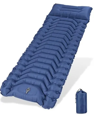 Zhufas Isomatte Selbstaufblasend, 13CM Aufblasbare Isomatte, Wasserdicht Camping Matratze Outdoor, Luftmatratze Camping, Ultraleicht Luftmatratze mit Fußpresse Pumpe, Für Wandern, Outdoor, Zelt,Strand