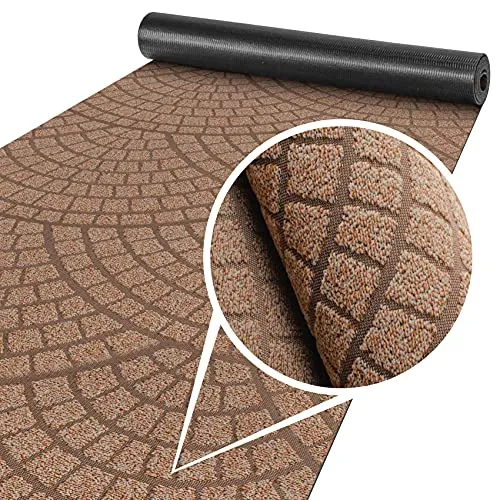 ANRO Teppich Läufer Küchenläufer Küchenteppich Läufer Flur Teppich Velours rutschfest waschbar für Flur, Schlafzimmer, Wohnzimmer, Küche Davis Braun 50 x 100cm