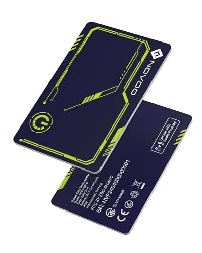 NOVOO Air Tag Card Wallet Tracker, 1,6 mm Slim Smart-Karte, 6 Jahre Batterie, IP68 wasserdicht, kompatibel mit Apple wo ist (iOS Only), Bluetooth Tracker für Brieftaschen, Koffer, Passports, Grün