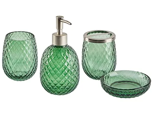 Produktbild Badezimmer Set 4-teilig aus Glas in Grün