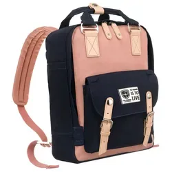 Peterson Urbaner Rucksack aus Polyester, Marine & Hellrosa, 25x36x12 cm