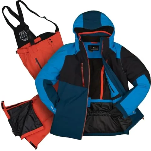 Killtec Herren Skianzug Größe 4XL - aus Skijacke blau dunkelblau und Skihose dunkel orange - mit 10000mm Wassersäule - wasserdicht, atmungsaktiv