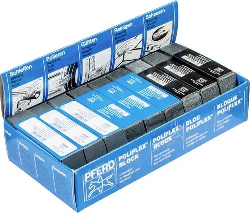 PFERD Poliflex Schleifblock Set Bindung PUR SIC - Feinschleifstifte - Set aus 9 flexiblen Blöcken für mühelosen Feinschliff und Finish, ideal für schwer zugängliche Stellen.